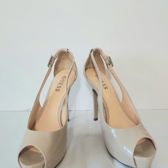 Guess Light Natural Synthetic Classy Girl Boss Pump size 6.5 womans - Picture 6 of 7